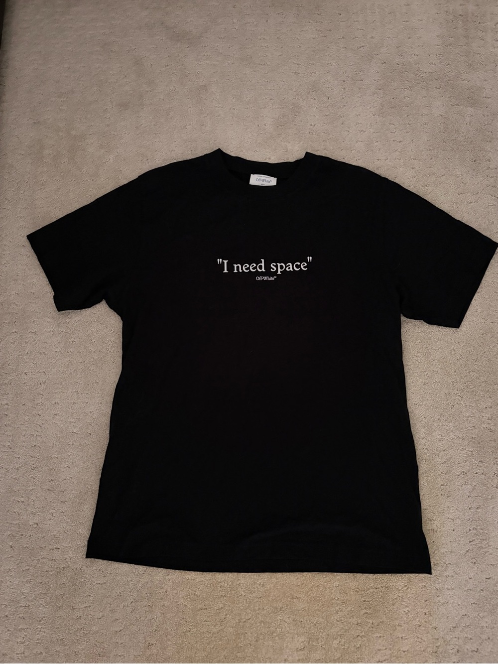 Off-White Black "I need space" Graphic Short Sleeve Tee
